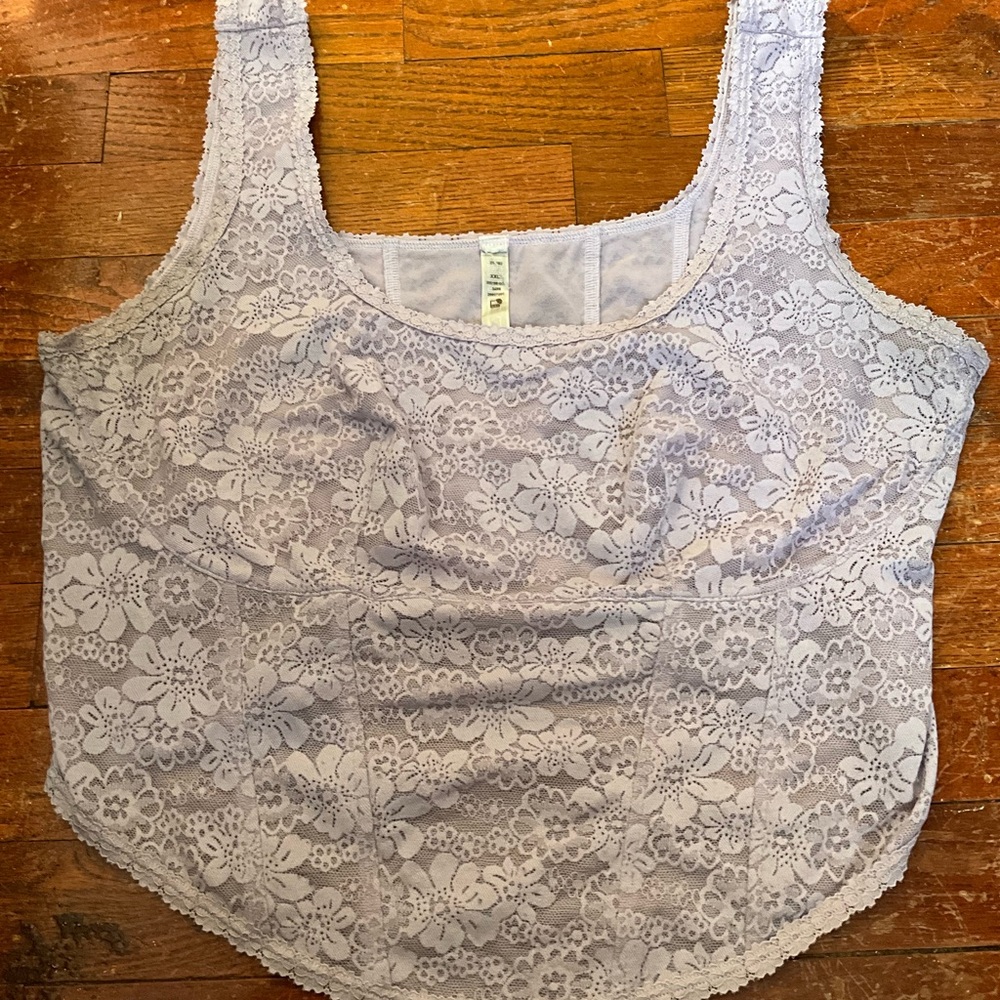 Victoria's Secret Lace Crop Top in Light Gray